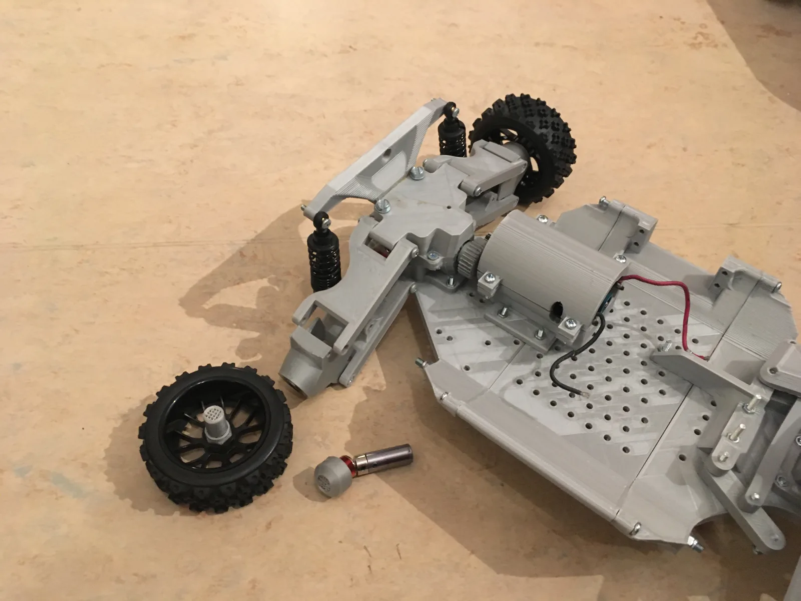 Damaged wheel from the high-torque drivetrain test